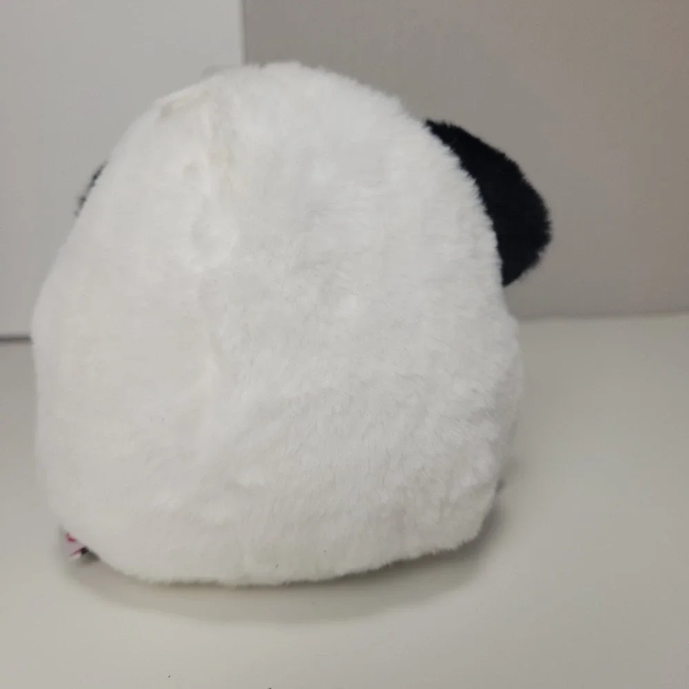 American Greetings Plush Puppy Dog Zipper Pouch Coin Purse White Black Clip On